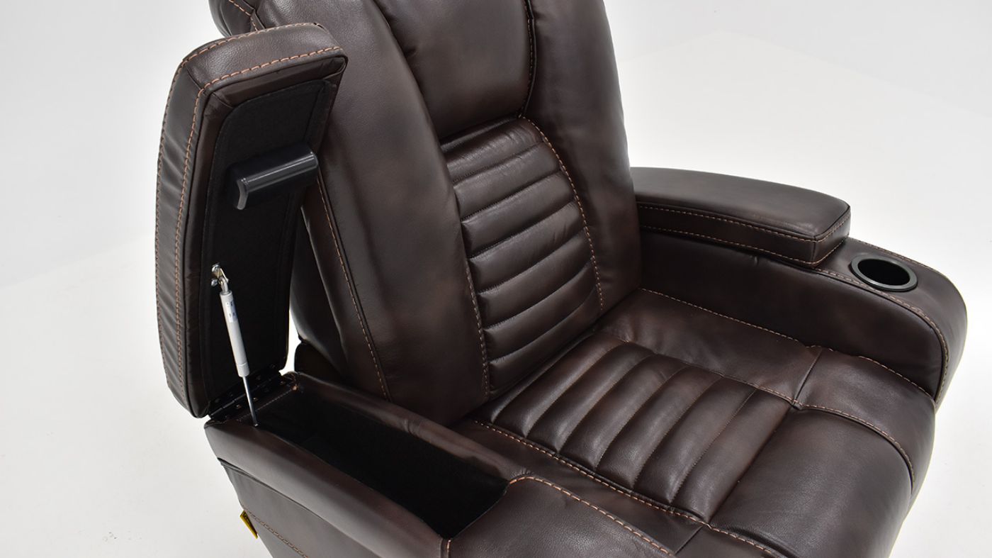 View of the Milan POWER Recliner with Lights in Brown by Man Wah | Home Furniture Plus Bedding