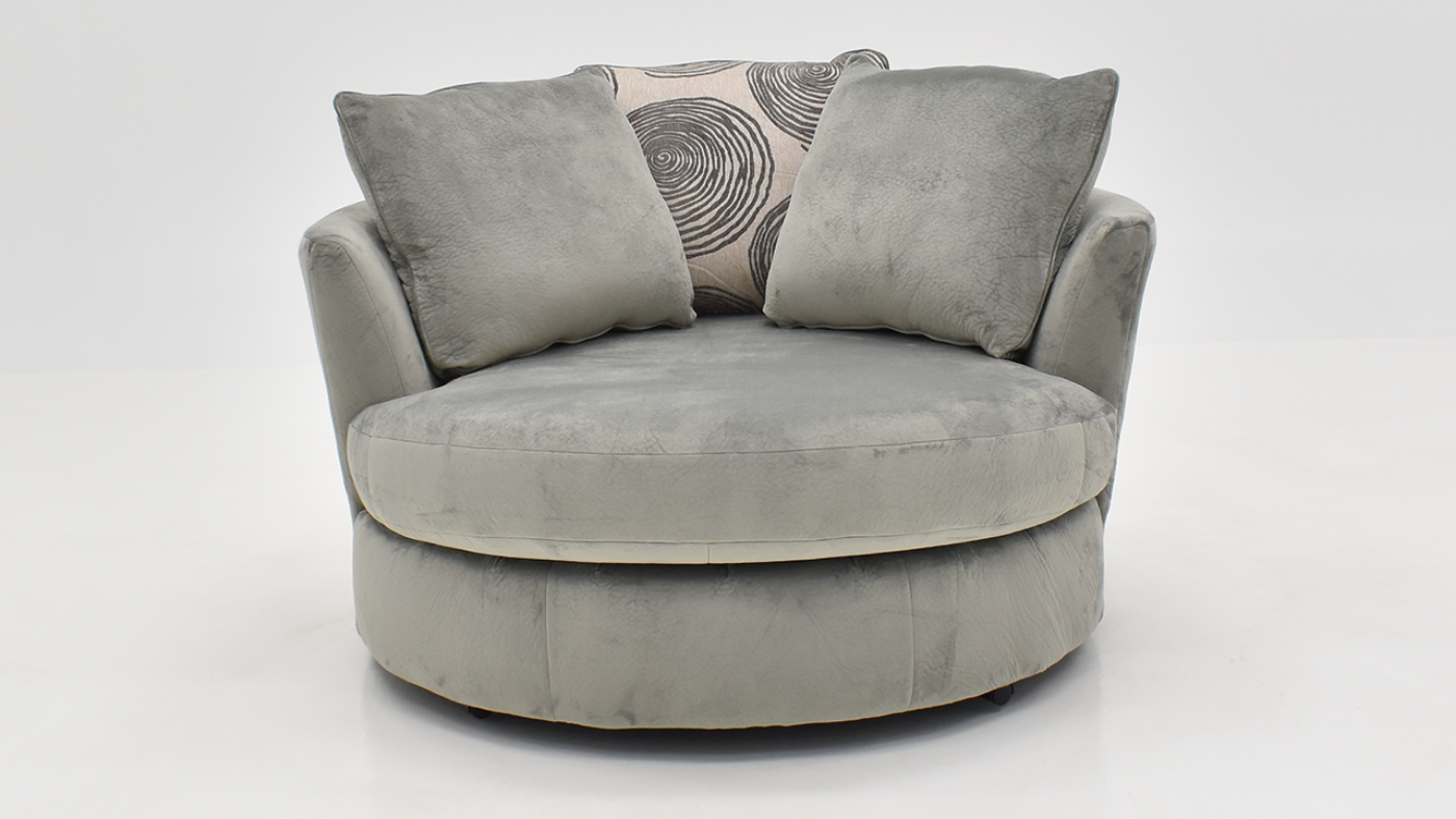 View of the Groovy Swivel Chair in Gray by Albany Industries | Home Furniture Plus Bedding