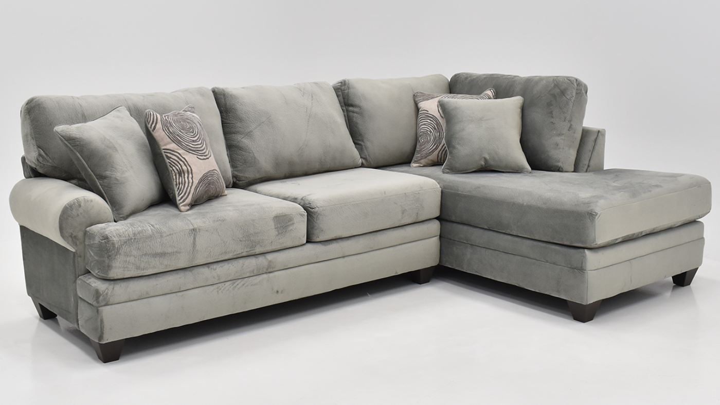 View of the Groovy Sectional Sofa with Chaise in Smoke Gray by Albany Industries | Home Furniture Plus Bedding