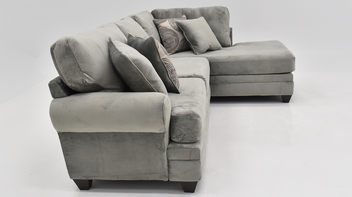 View of the Groovy Sectional Sofa with Chaise in Smoke Gray by Albany Industries | Home Furniture Plus Bedding