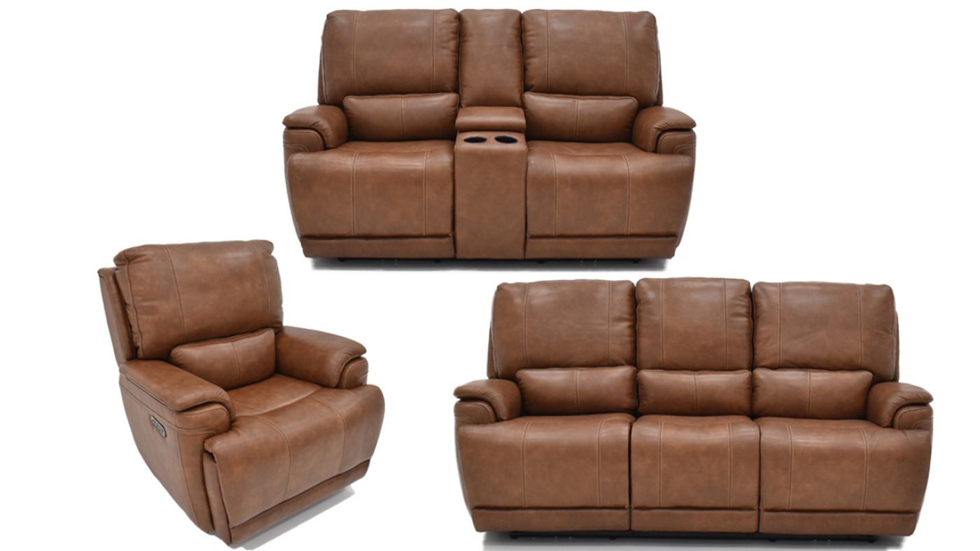 Picture of Burlington POWER Leather Sofa Set - Brown