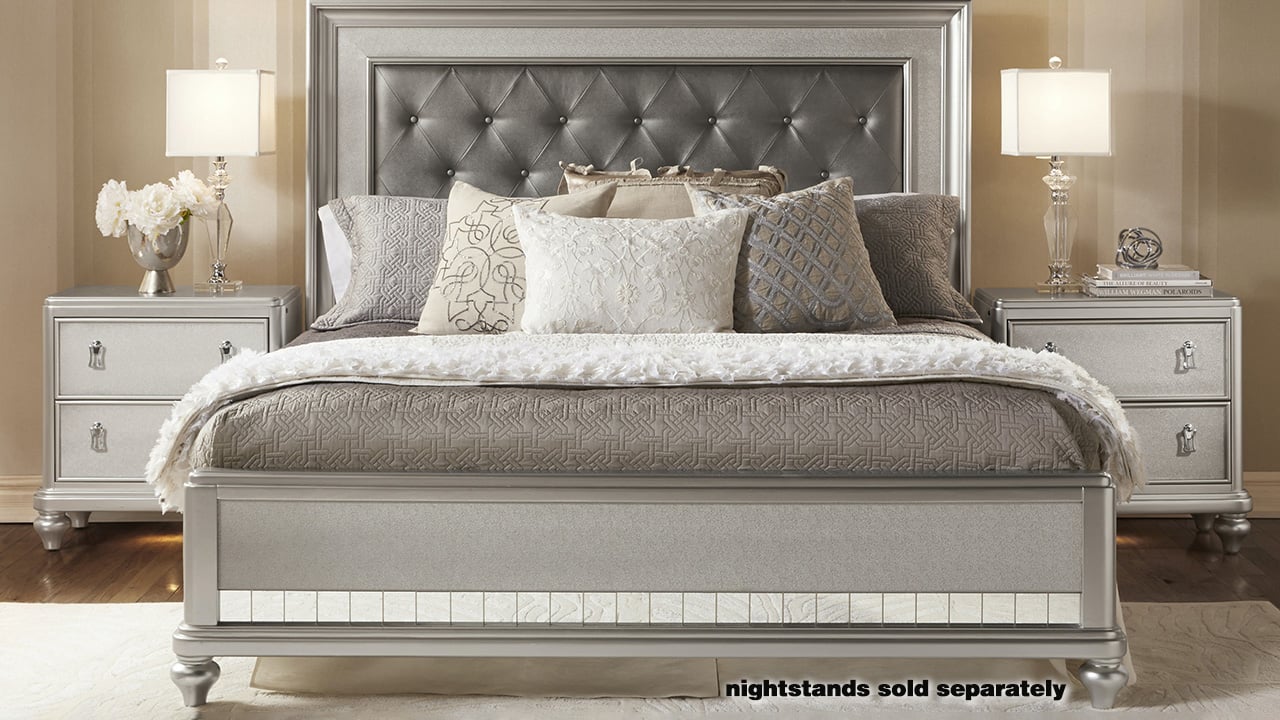 diva queen bed - silver | home furniture