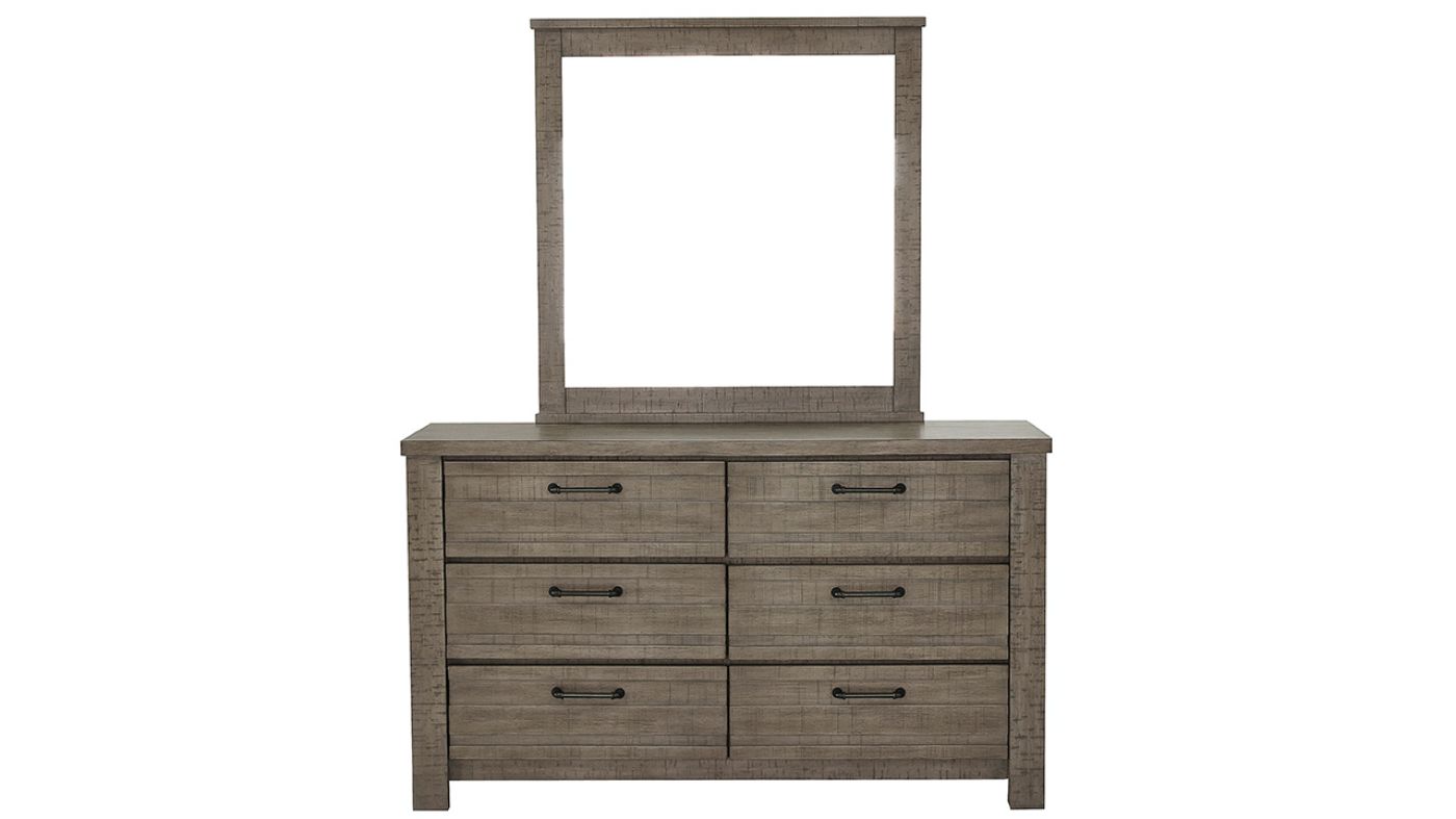 Picture of Ruff Hewn Dresser with Mirror - Gray