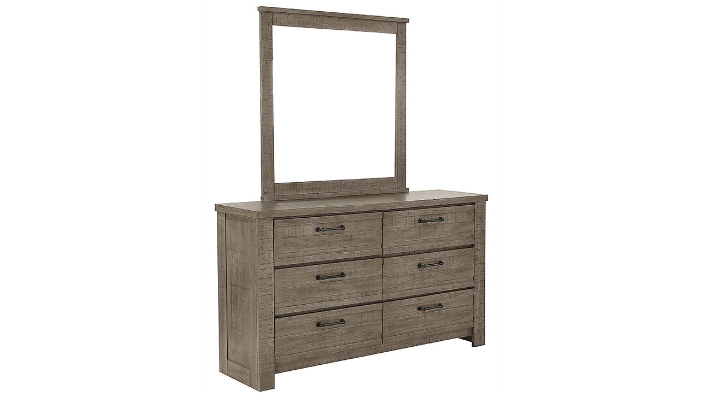 Picture of Ruff Hewn Dresser with Mirror - Gray