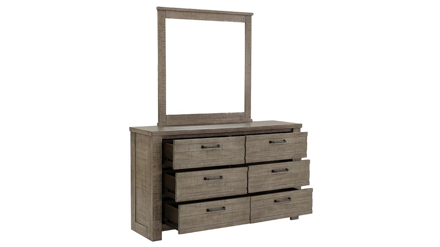 Picture of Ruff Hewn Dresser with Mirror - Gray