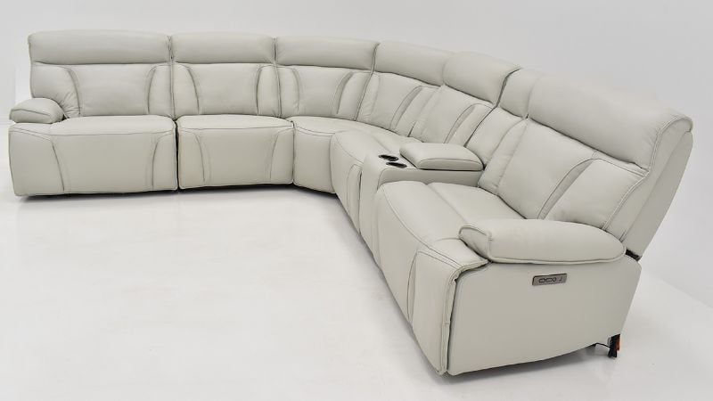 Picture of Bringle Leather Power Reclining Sectional  - Light Gray
