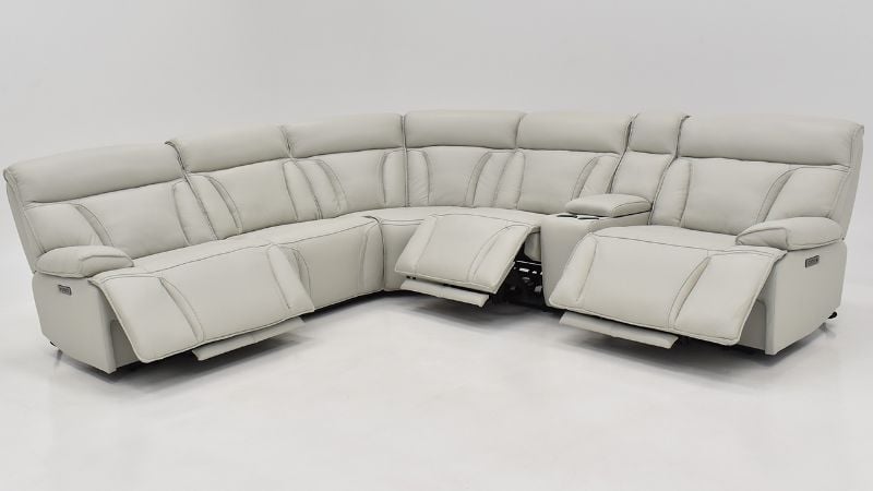 Picture of Bringle Leather Power Reclining Sectional  - Light Gray