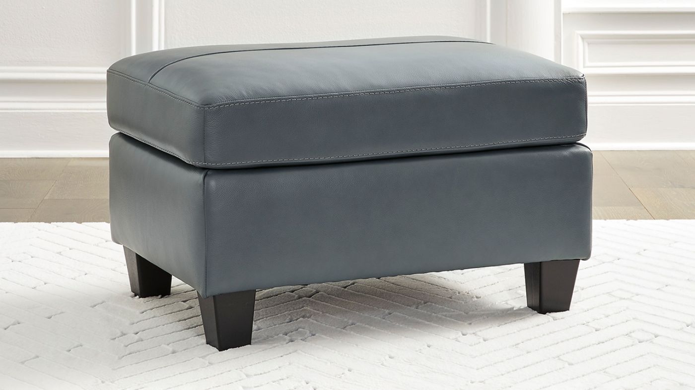 Picture of Genoa Leather Ottoman - Gray