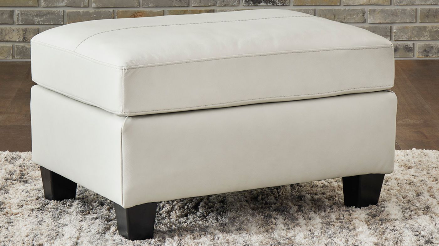 Picture of Genoa Leather Ottoman - Off White