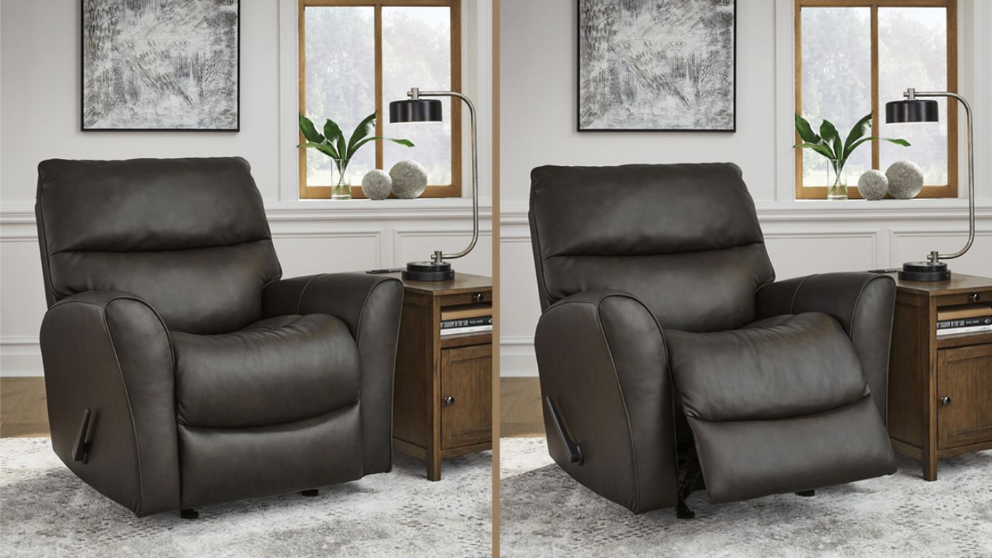 Picture of Mcaleer Leather Rocker Recliner - Dark Gray