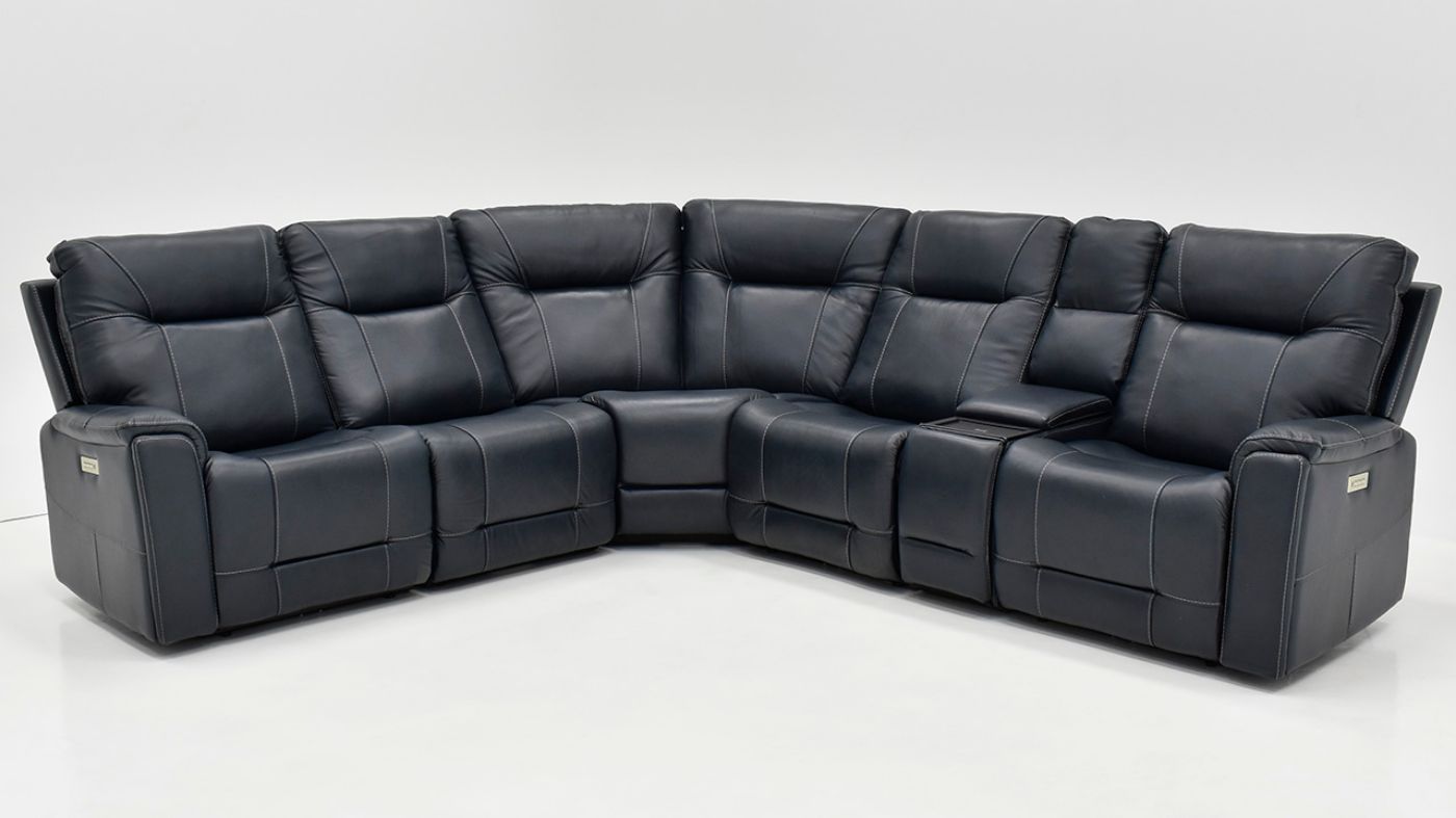 Picture of Rainier  Leather Power Reclining Sectional - Dark Blue