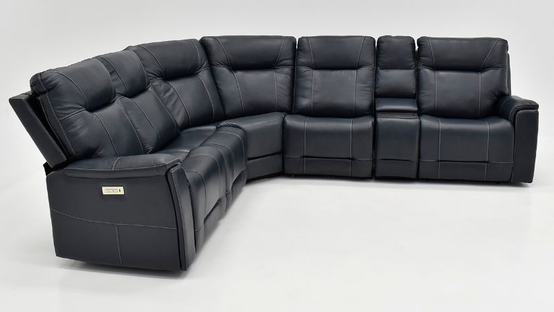 Picture of Rainier  Leather Power Reclining Sectional - Dark Blue