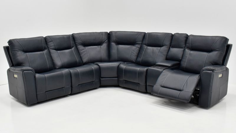 Picture of Rainier  Leather Power Reclining Sectional - Dark Blue