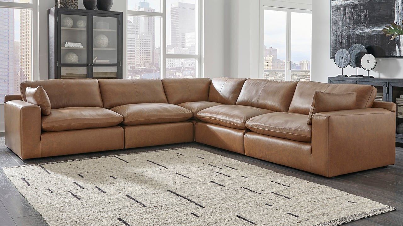 Emilia Sectional Sofa - Brown | Home Furniture
