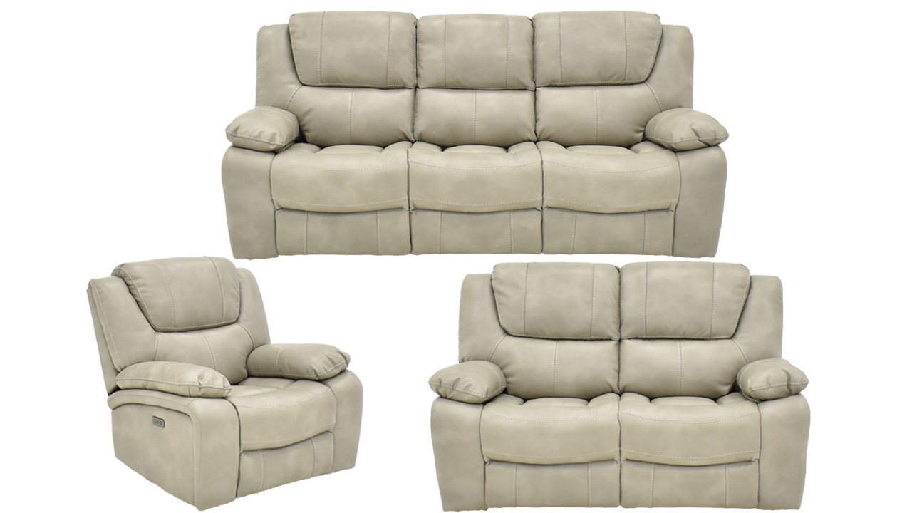 Devon Power Reclining Sofa Set Off White Home Furniture