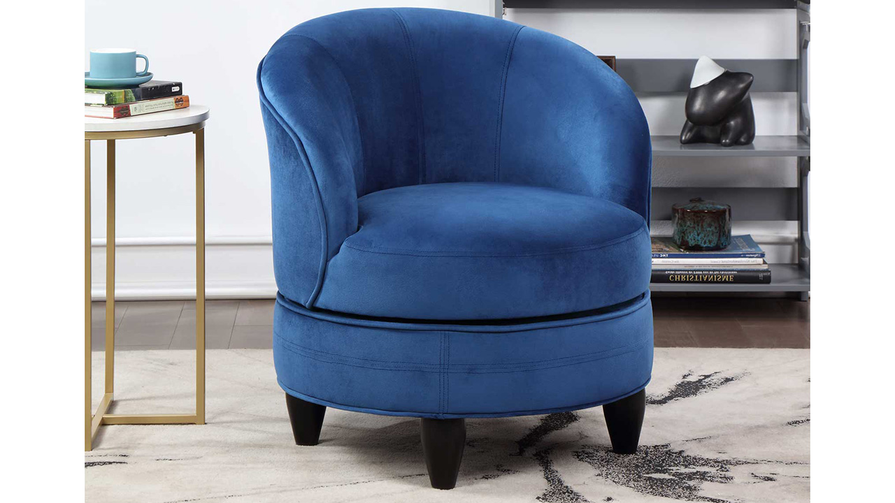 Blue velvet best sale swivel chair