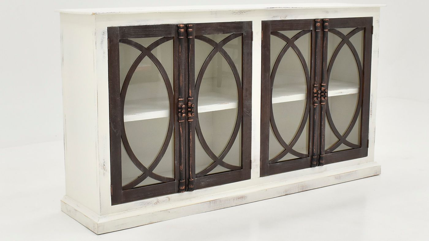 Picture of Fish 4 Door Console Cabinet - Off White with Ash Doors