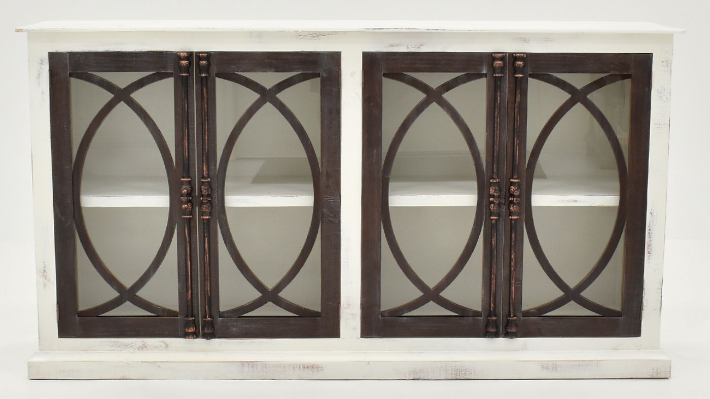 Picture of Fish 4 Door Console Cabinet - Off White with Ash Doors