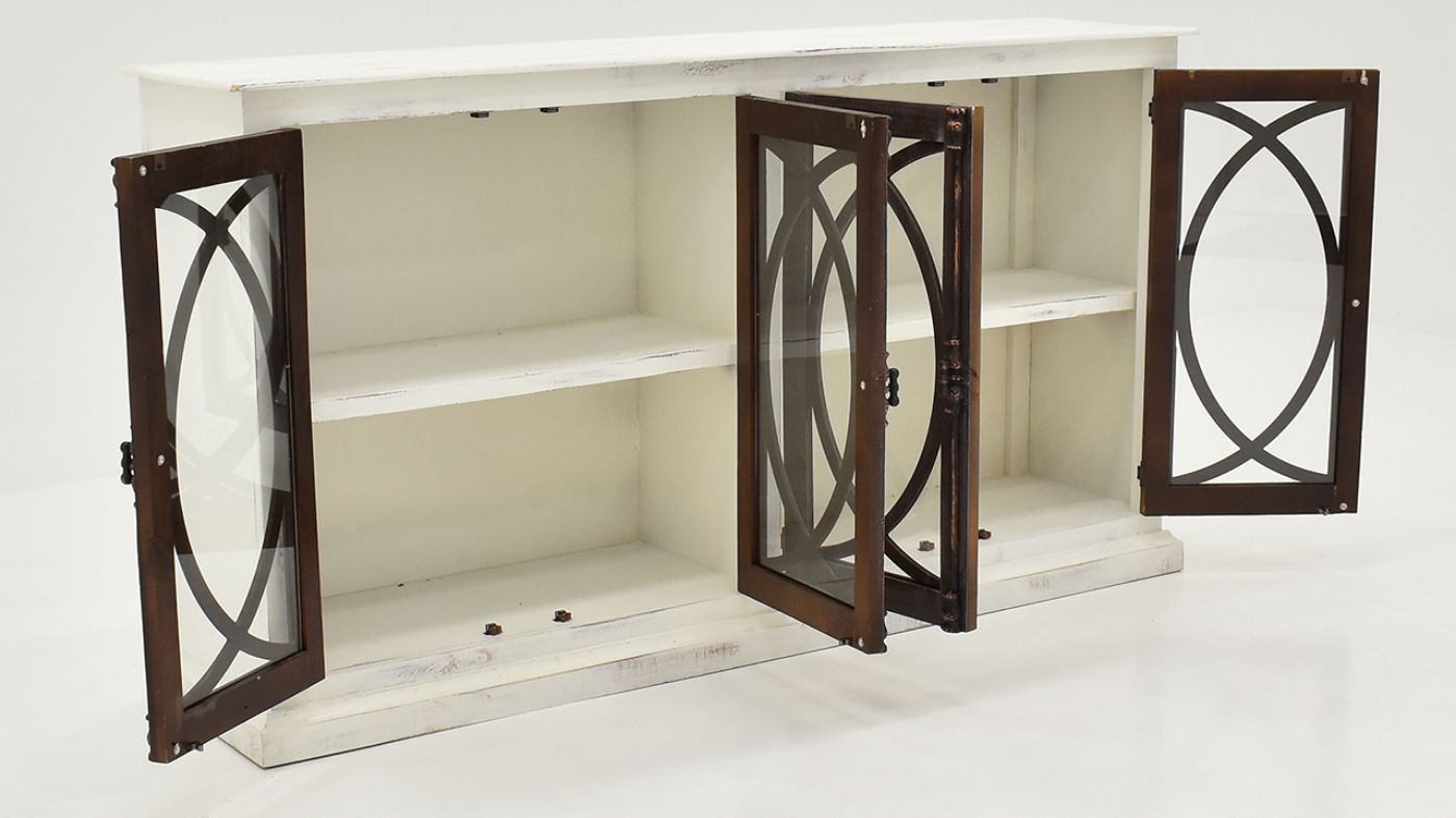 Picture of Fish 4 Door Console Cabinet - Off White with Ash Doors