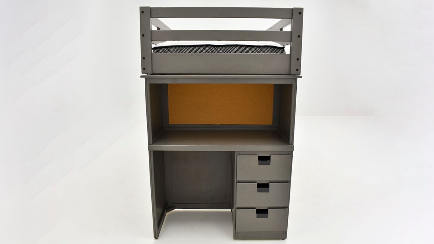 Picture of Cali Kids Twin Loft Bunkbed with Desk Storage - Gray