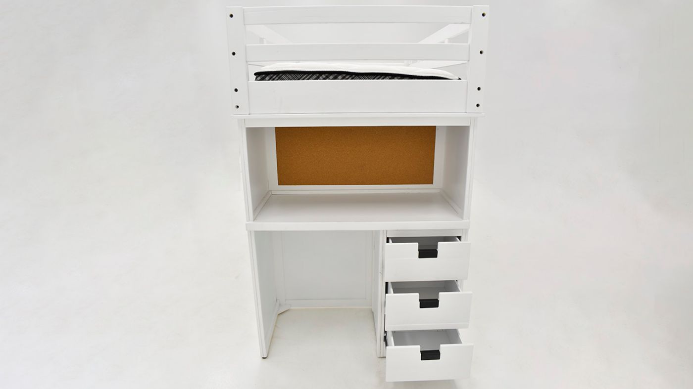 Picture of Cali Kids Twin Loft Bunkbed with Desk Storage - White