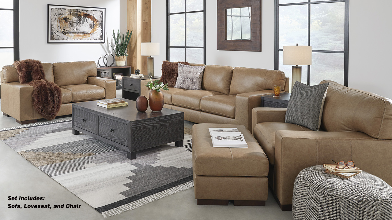 Lombardia Sofa Set - Tan | Home Furniture