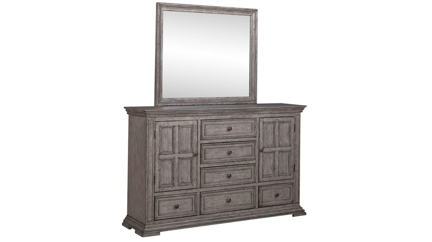 Picture of Big Valley Dresser with Mirror - Gray