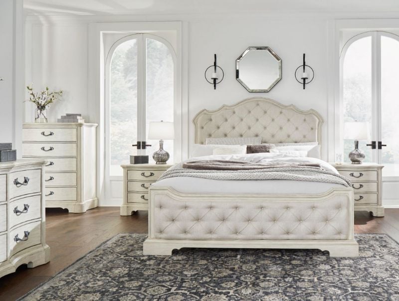 Picture of Arlendyne King Upholstered Panel Bedroom Set - Off White