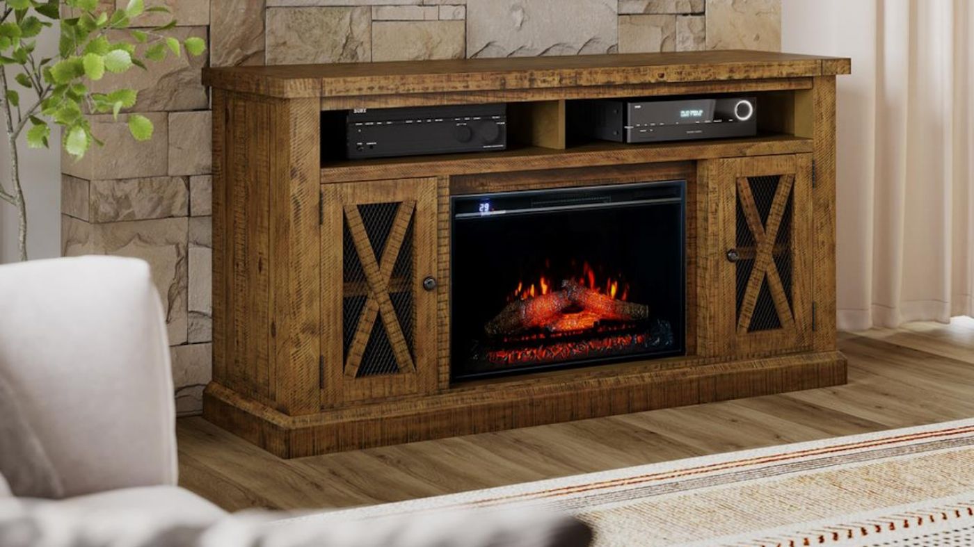 Picture of Telluride TV Stand with Fireplace - Brown