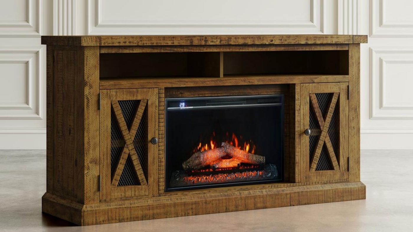 Picture of Telluride TV Stand with Fireplace - Brown