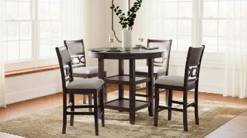 5-Piece Metal and Wood Indoor Modern Rectangular Dining Table Furnitur