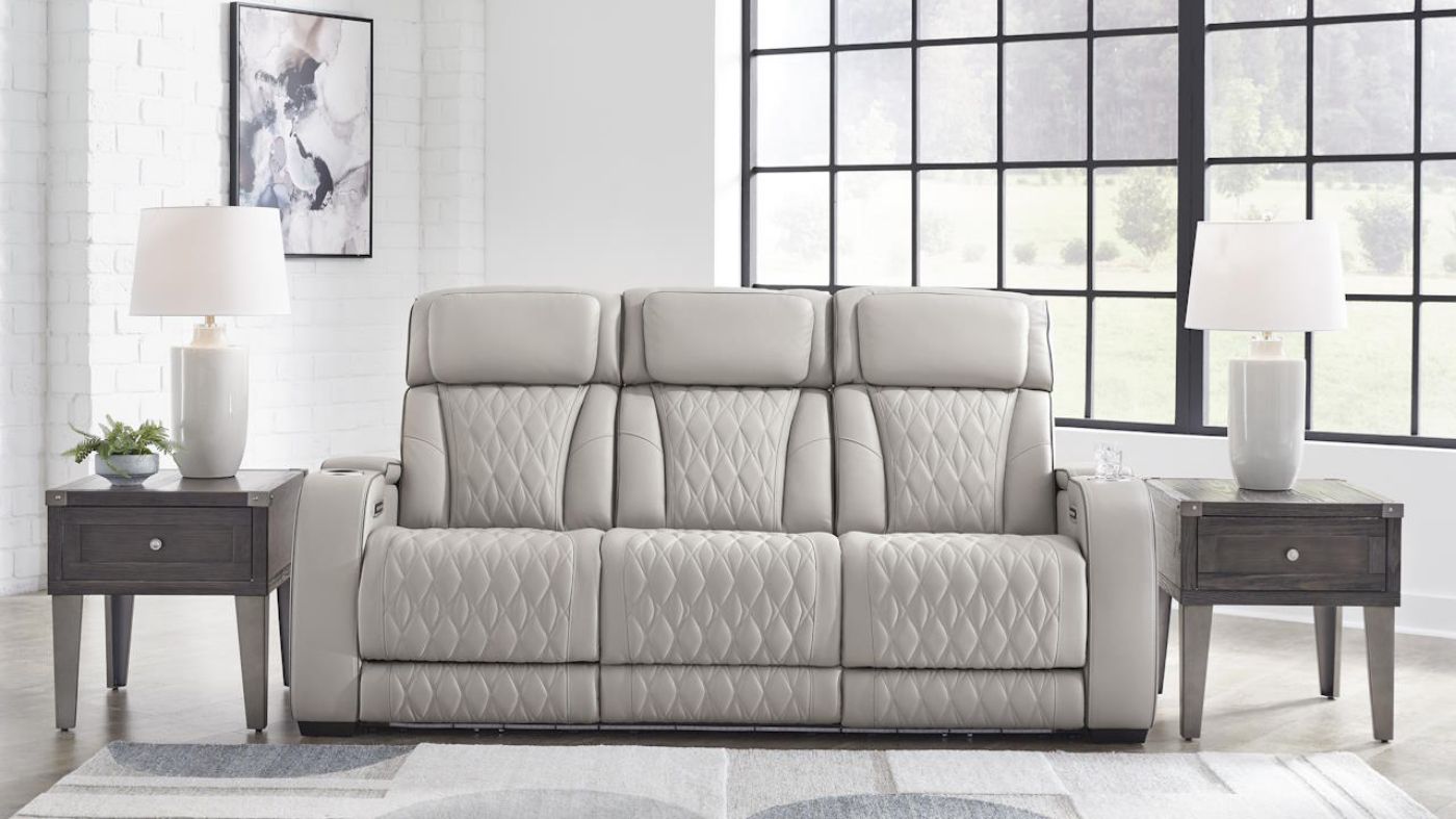 Picture of Boyington Power Leather Sofa - Gray