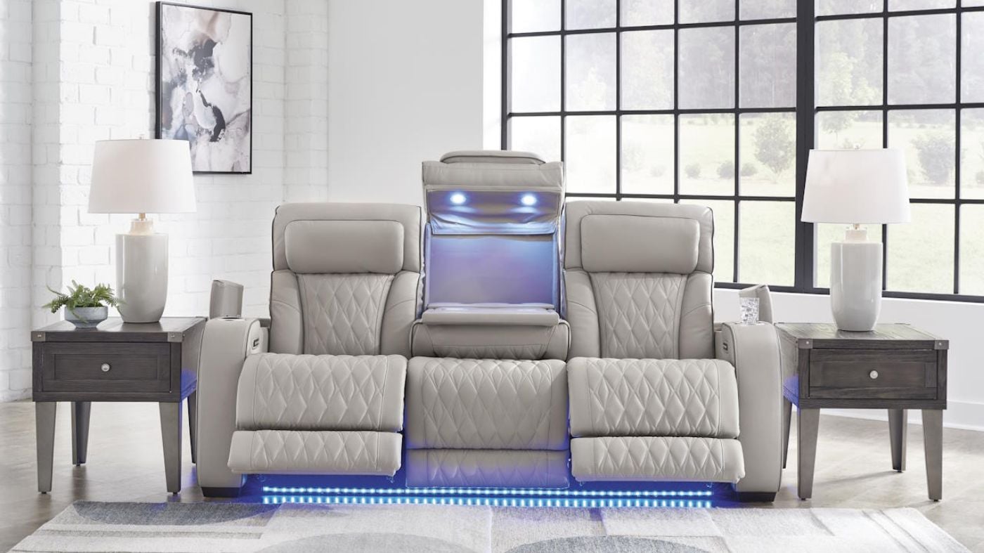 Picture of Boyington Power Leather Sofa - Gray