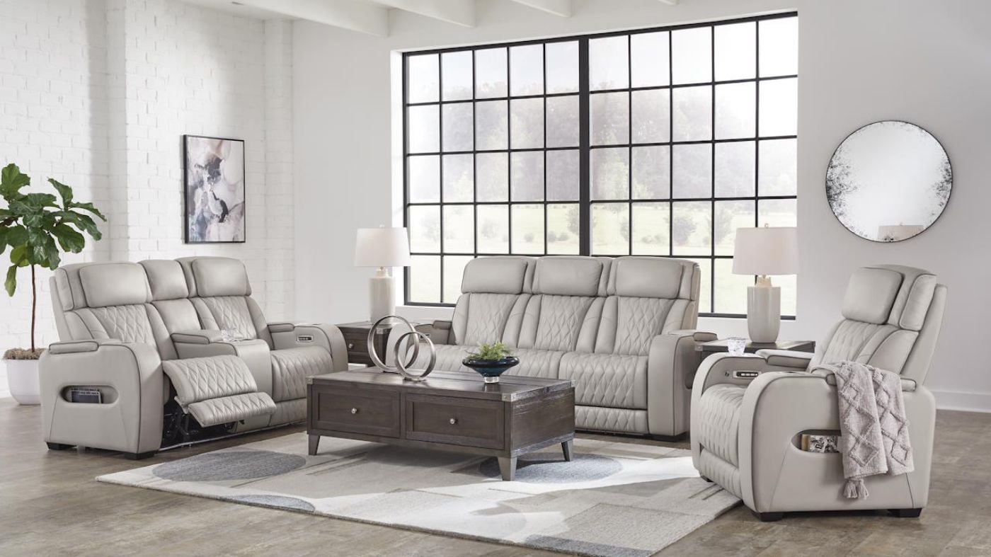 Picture of Boyington Power Leather Sofa Set - Gray