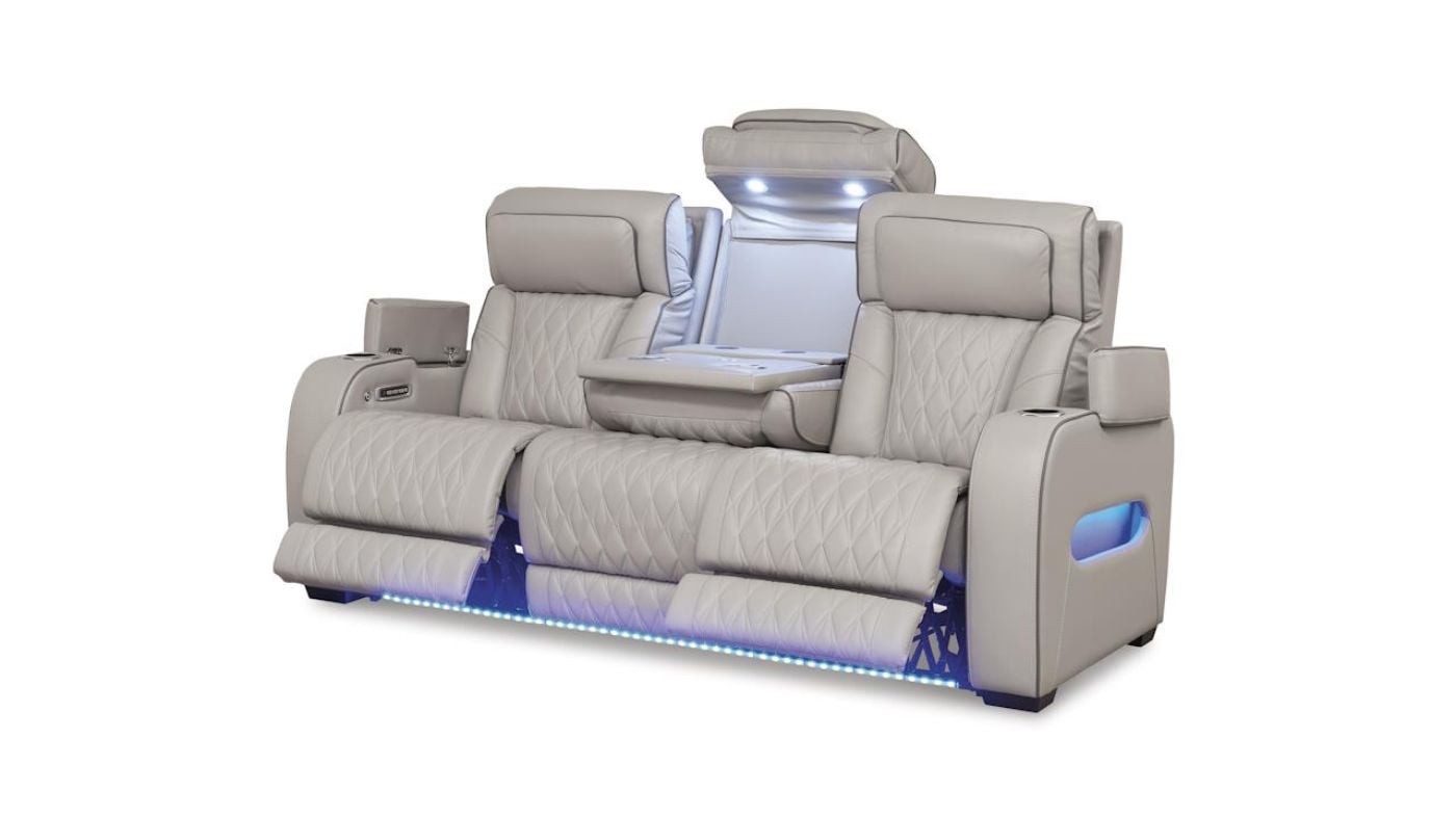 Picture of Boyington Power Leather Sofa Set - Gray