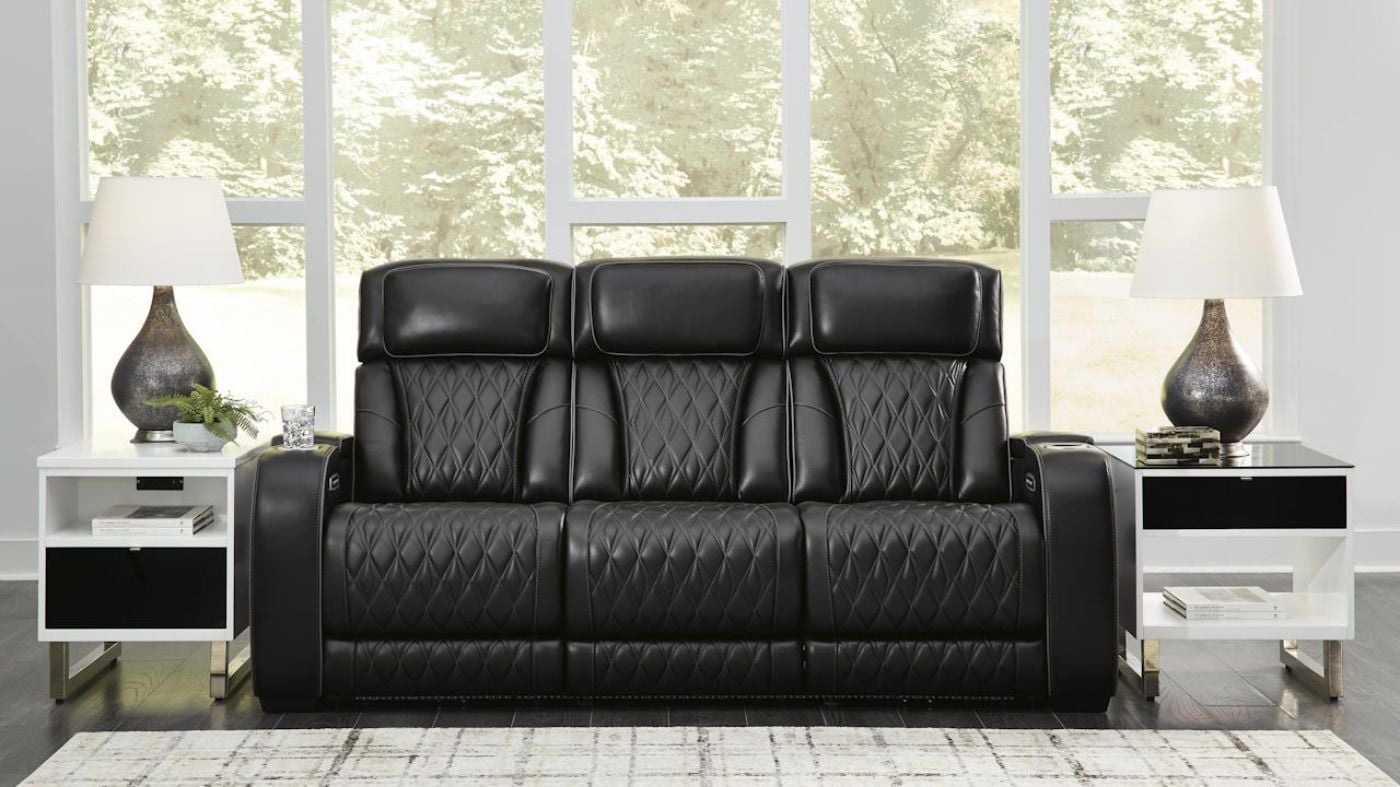 Picture of Boyington Power Leather Sofa - Black