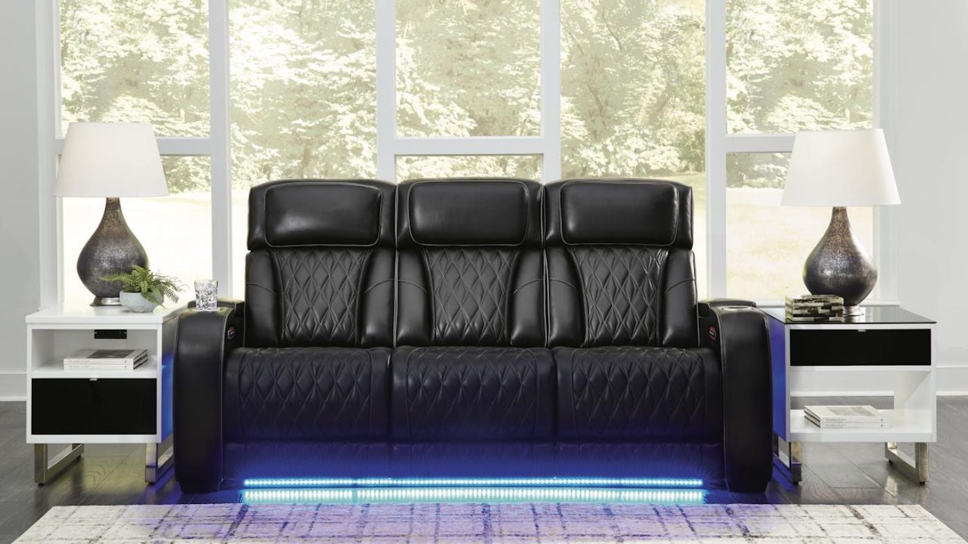 Picture of Boyington Power Leather Sofa - Black