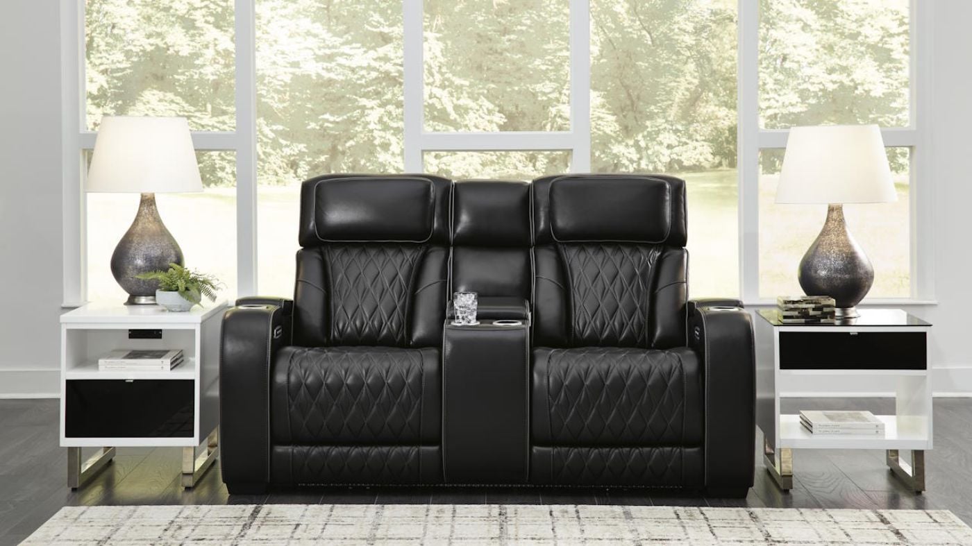 Picture of Boyington Power Leather Loveseat - Black