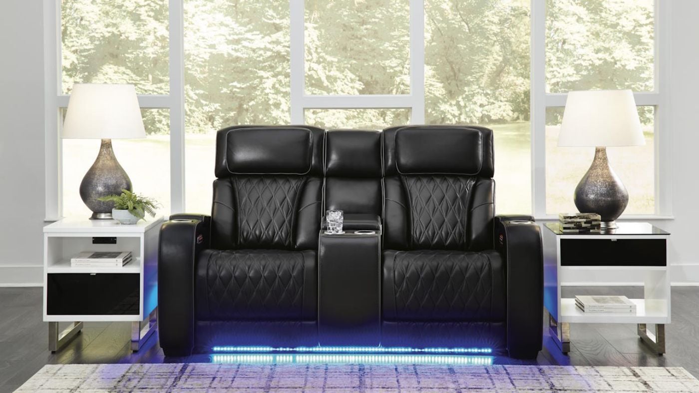 Picture of Boyington Power Leather Loveseat - Black