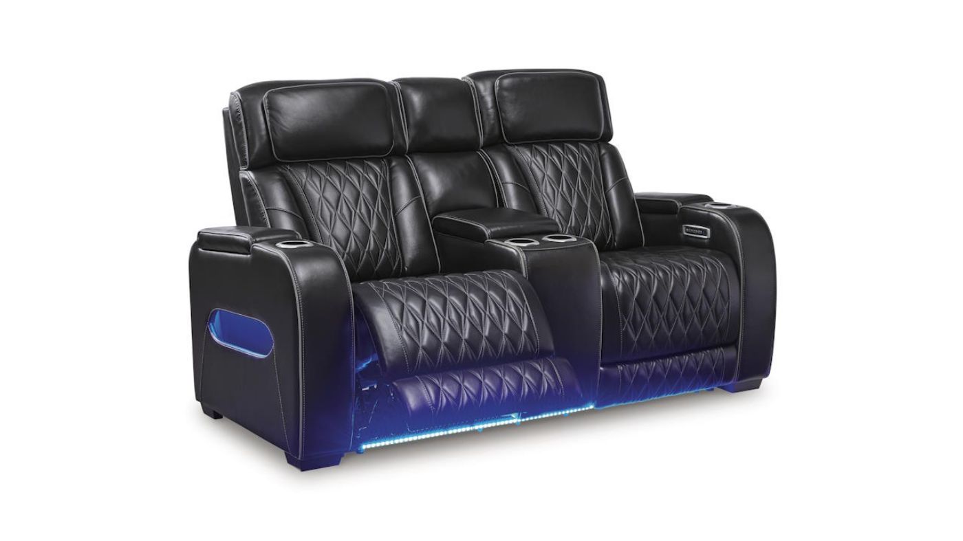 Picture of Boyington Power Leather Loveseat - Black
