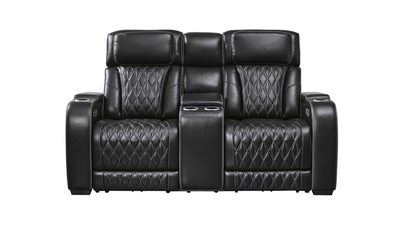Picture of Boyington Power Leather Sofa Set - Black