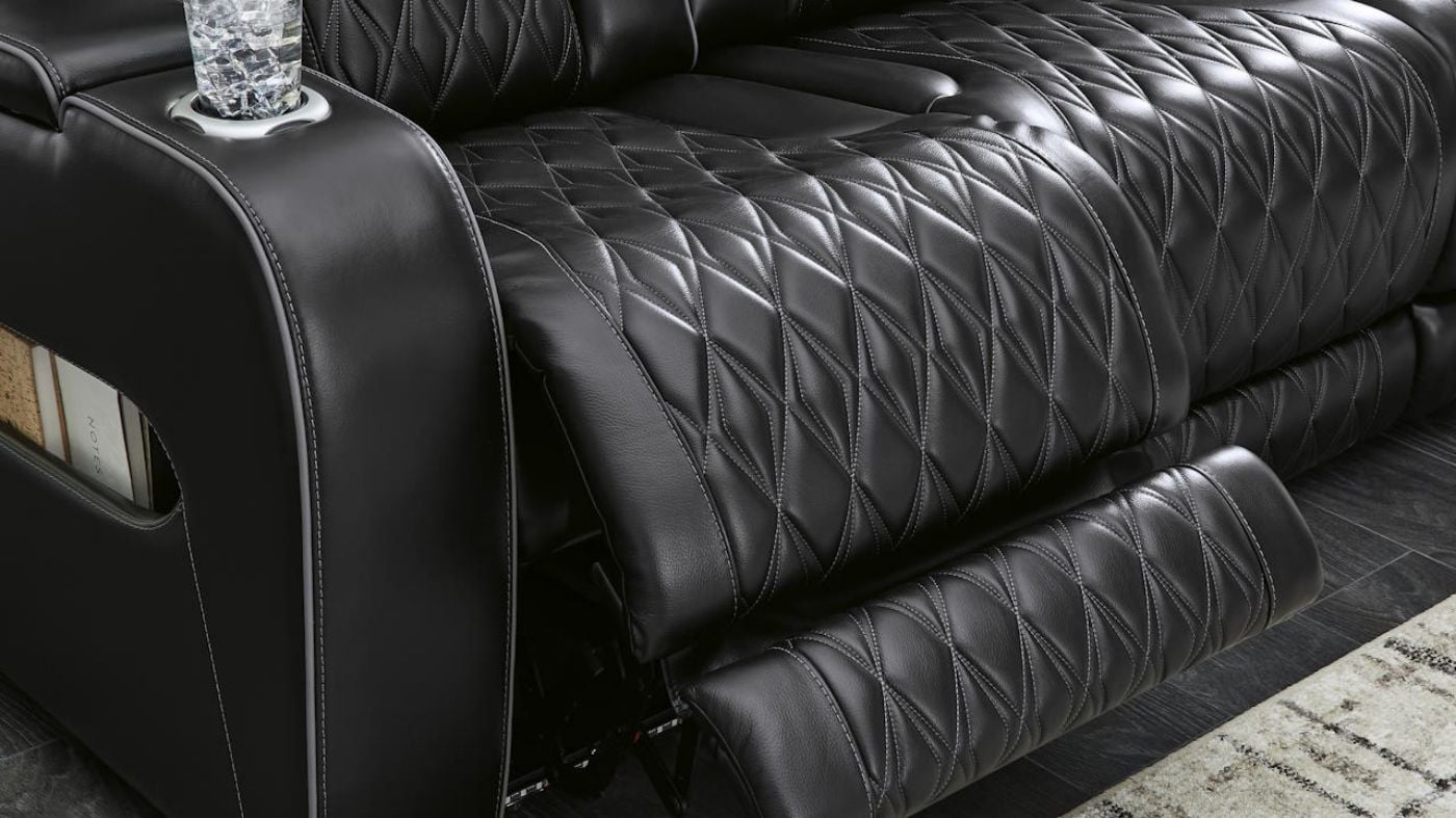 Picture of Boyington Power Leather Sofa Set - Black