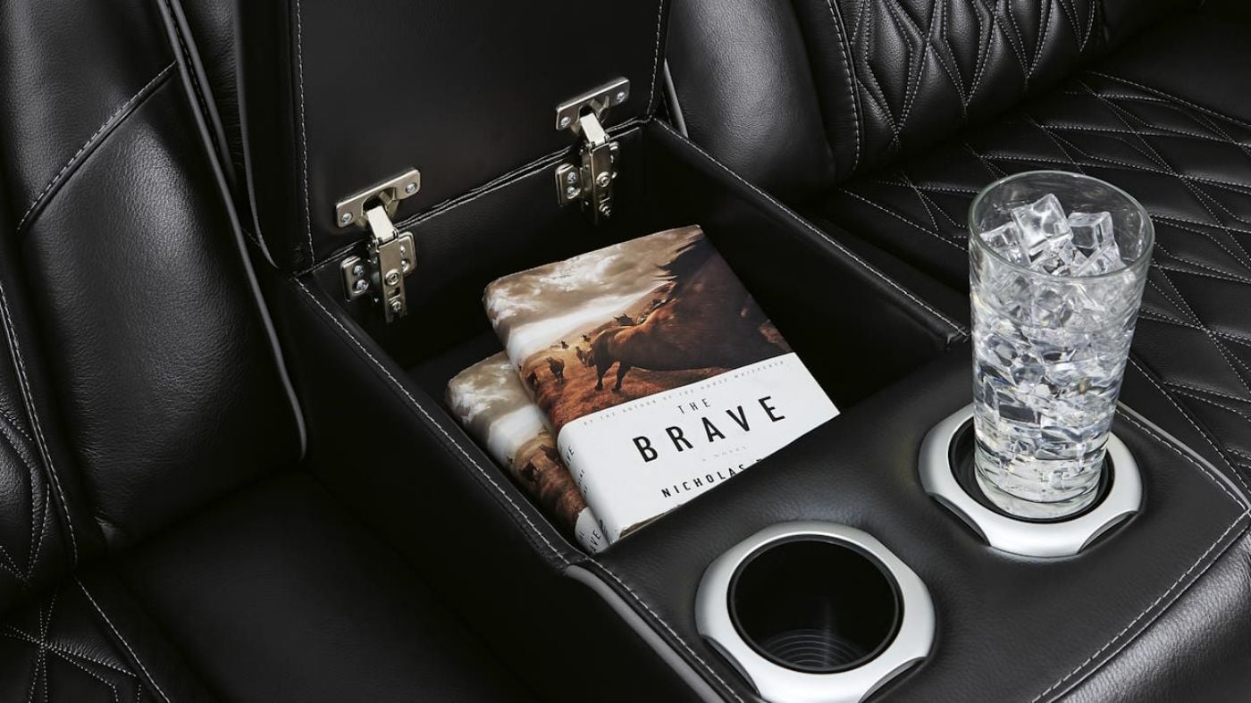 Picture of Boyington Power Leather Sofa Set - Black