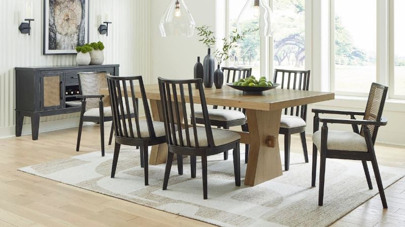 Picture of Galliden 7-Piece Dining Table Set - Brown with Black Accent