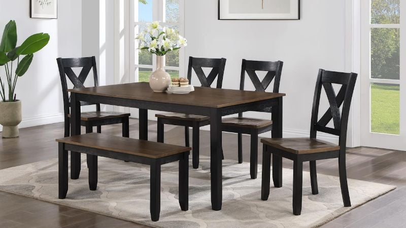 Blake 6-Piece Dining Room Table Set - Black | Home Furniture