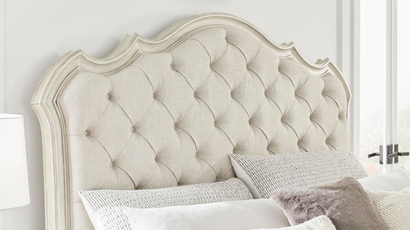 Picture of Arlendyne Queen Upholstered Panel Bed - Off White