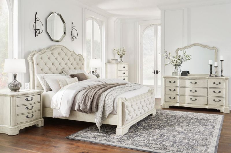Picture of Arlendyne King Upholstered Panel Bedroom Set - Off White