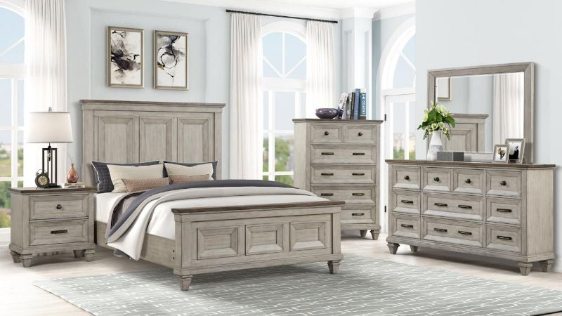 Picture of Mariana King Panel Bed Set - Off White