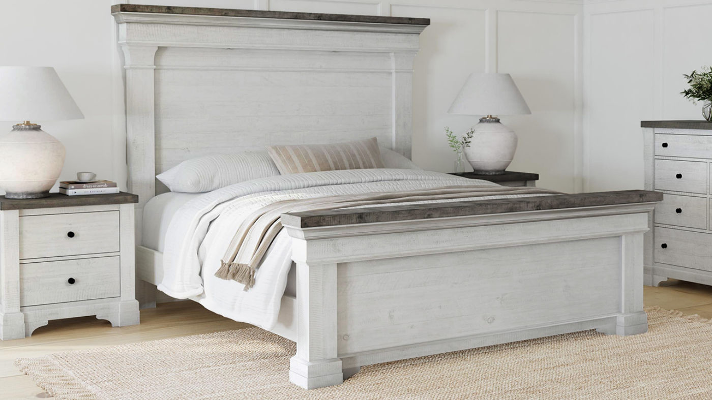 Picture of Valley Ridge Queen Size Bed – Off White with Gray