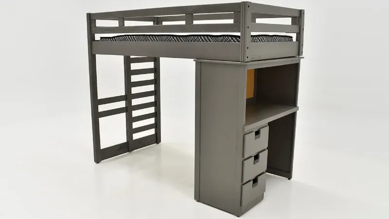 Picture of Cali Kids Twin Loft Bunkbed with Desk Storage - Gray